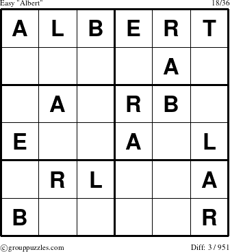 The grouppuzzles.com Easy Albert puzzle for 