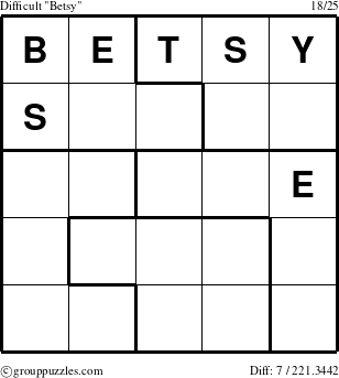 The grouppuzzles.com Difficult Betsy puzzle for 
