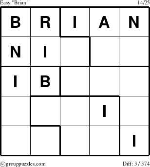 The grouppuzzles.com Easy Brian puzzle for 