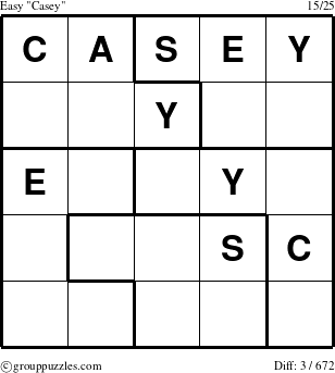 The grouppuzzles.com Easy Casey puzzle for 