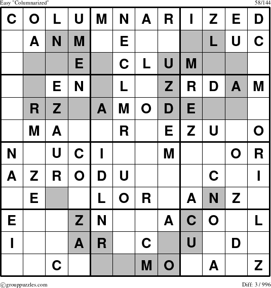 The grouppuzzles.com Easy Columnarized puzzle for 