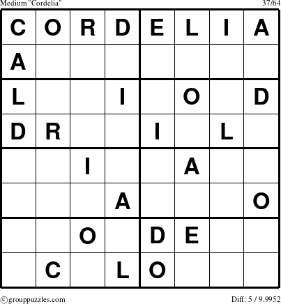 The grouppuzzles.com Medium Cordelia puzzle for 