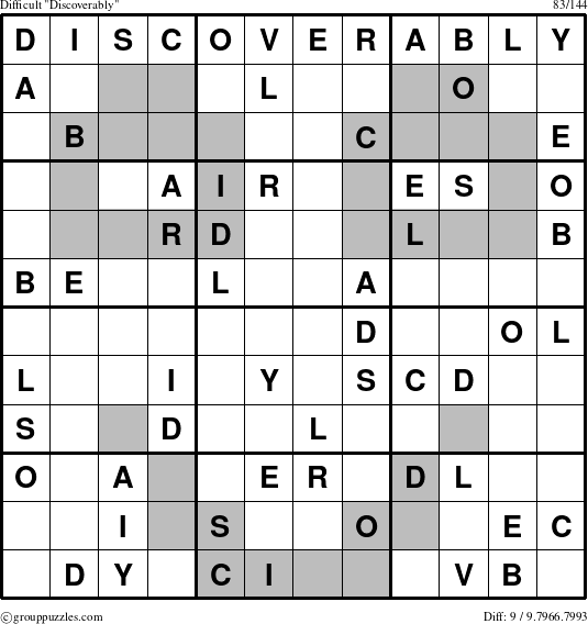 The grouppuzzles.com Difficult Discoverably puzzle for 