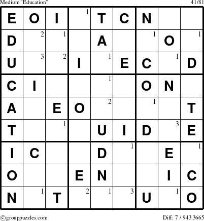 The grouppuzzles.com Medium Education-c1 puzzle for  with the first 3 steps marked