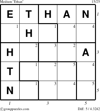 The grouppuzzles.com Medium Ethan puzzle for  with all 5 steps marked