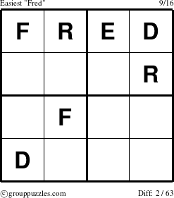 The grouppuzzles.com Easiest Fred puzzle for 