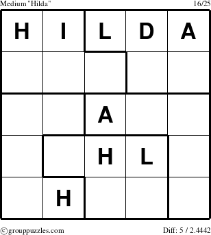 The grouppuzzles.com Medium Hilda puzzle for 