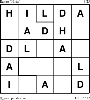 The grouppuzzles.com Easiest Hilda puzzle for 
