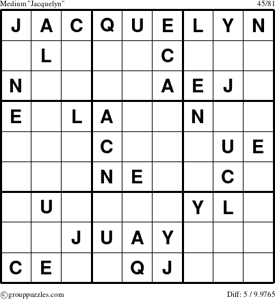 The grouppuzzles.com Medium Jacquelyn puzzle for 