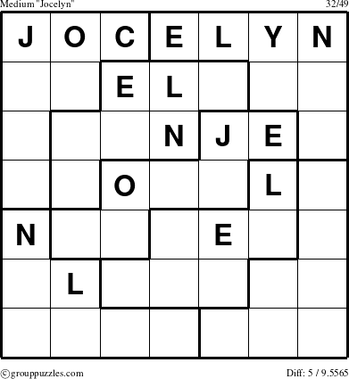 The grouppuzzles.com Medium Jocelyn puzzle for 