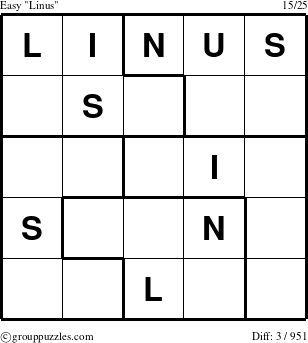 The grouppuzzles.com Easy Linus puzzle for 