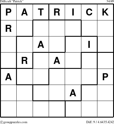 The grouppuzzles.com Difficult Patrick puzzle for 