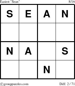 The grouppuzzles.com Easiest Sean puzzle for 
