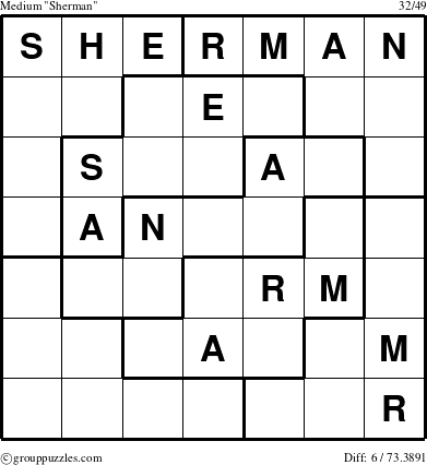 The grouppuzzles.com Medium Sherman puzzle for 