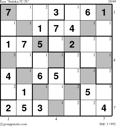 The grouppuzzles.com Easy Sudoku-7C-2V puzzle for  with all 3 steps marked