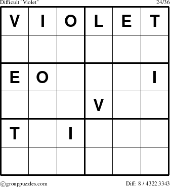 The grouppuzzles.com Difficult Violet puzzle for 