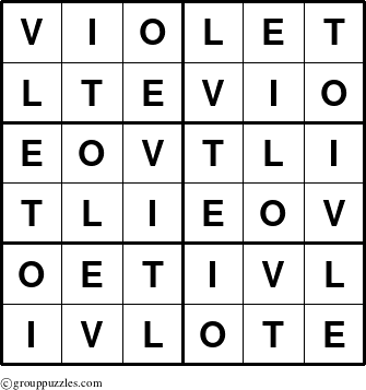 The grouppuzzles.com Answer grid for the Violet puzzle for 