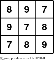 The grouppuzzles.com Answer grid for the TicTac-789 puzzle for Thursday December 10, 2020