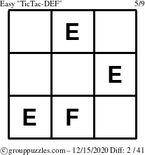The grouppuzzles.com Easy TicTac-DEF puzzle for Tuesday December 15, 2020