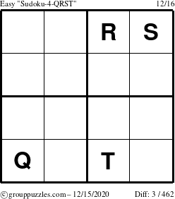 The grouppuzzles.com Easy Sudoku-4-QRST puzzle for Tuesday December 15, 2020