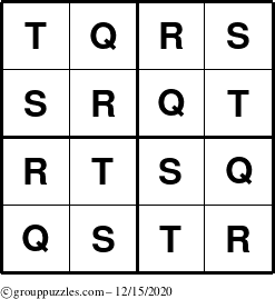 The grouppuzzles.com Answer grid for the Sudoku-4-QRST puzzle for Tuesday December 15, 2020