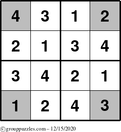 The grouppuzzles.com Answer grid for the Sudoku-4-OC puzzle for Tuesday December 15, 2020