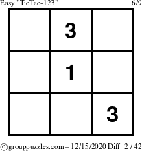 The grouppuzzles.com Easy TicTac-123 puzzle for Tuesday December 15, 2020