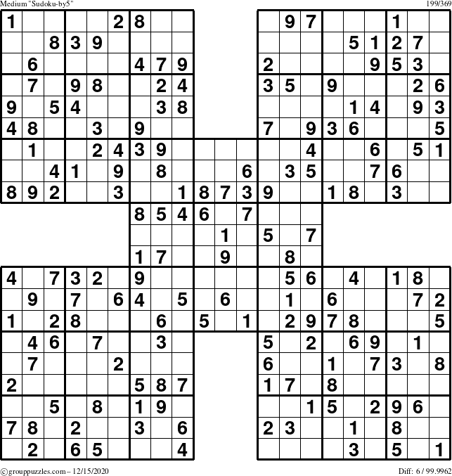 The grouppuzzles.com Medium Sudoku-by5 puzzle for Tuesday December 15, 2020