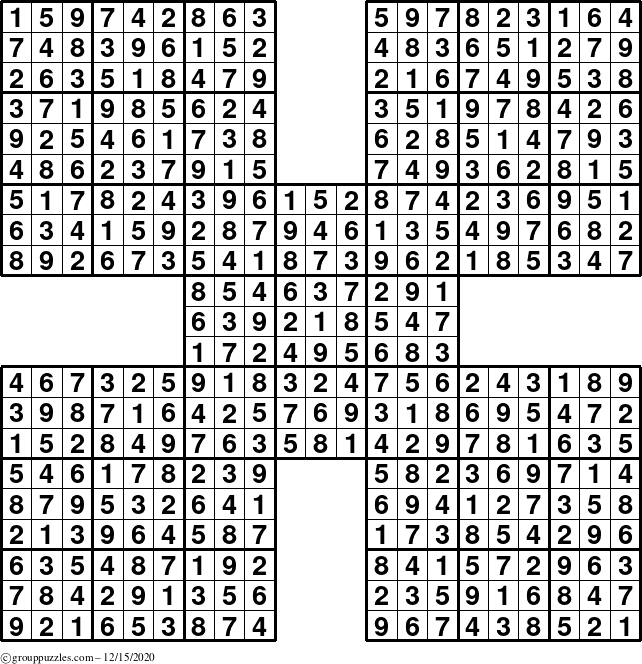 The grouppuzzles.com Answer grid for the Sudoku-by5 puzzle for Tuesday December 15, 2020