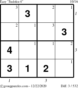 The grouppuzzles.com Easy Sudoku-4 puzzle for Tuesday December 22, 2020 with all 3 steps marked