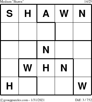 The grouppuzzles.com Medium Shawn puzzle for Sunday January 31, 2021