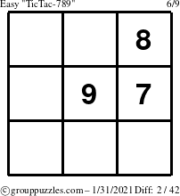 The grouppuzzles.com Easy TicTac-789 puzzle for Sunday January 31, 2021